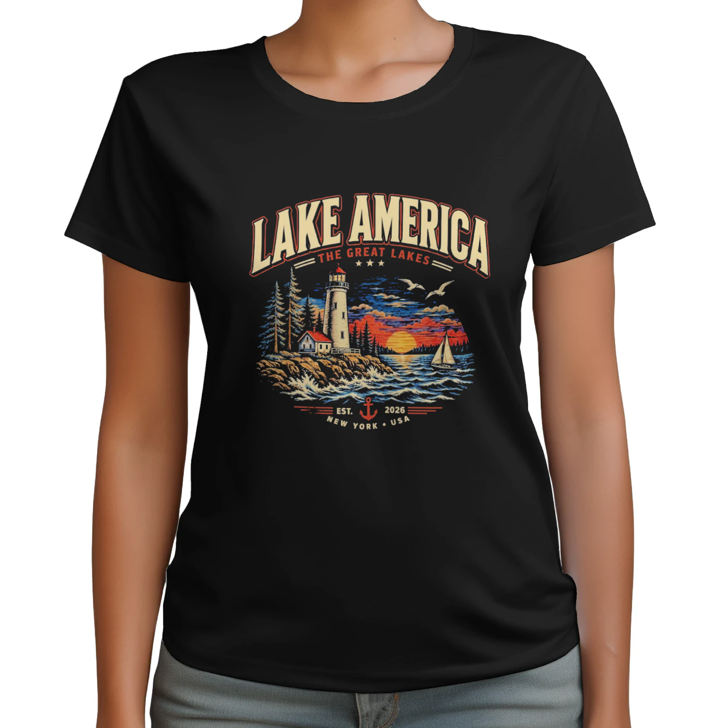 Lake America The Great Lakes T-shirt-Great Lakes America Design
