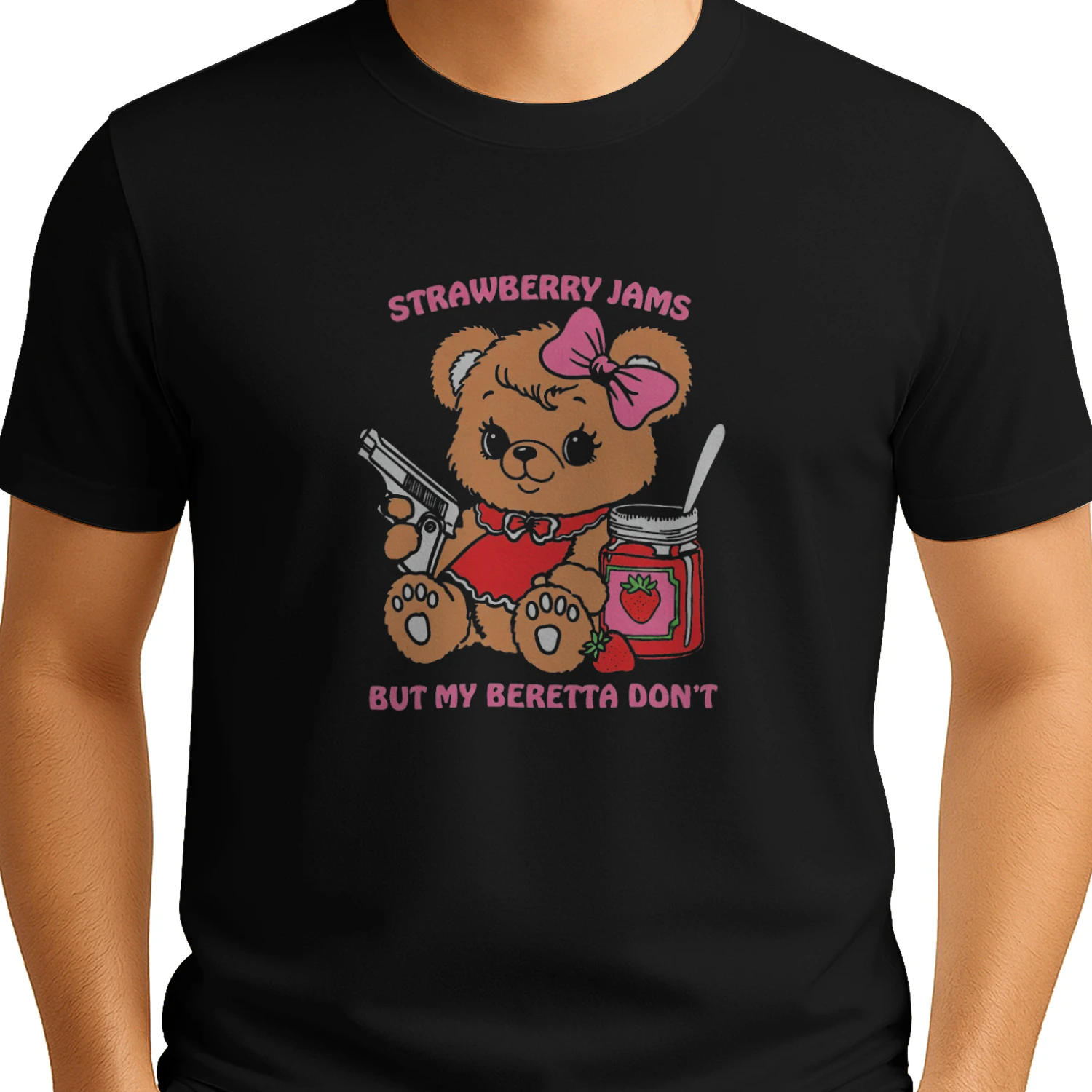 Strawberry Jams But My Beretta Dont T-shirt  Funny Country Music Humor Design