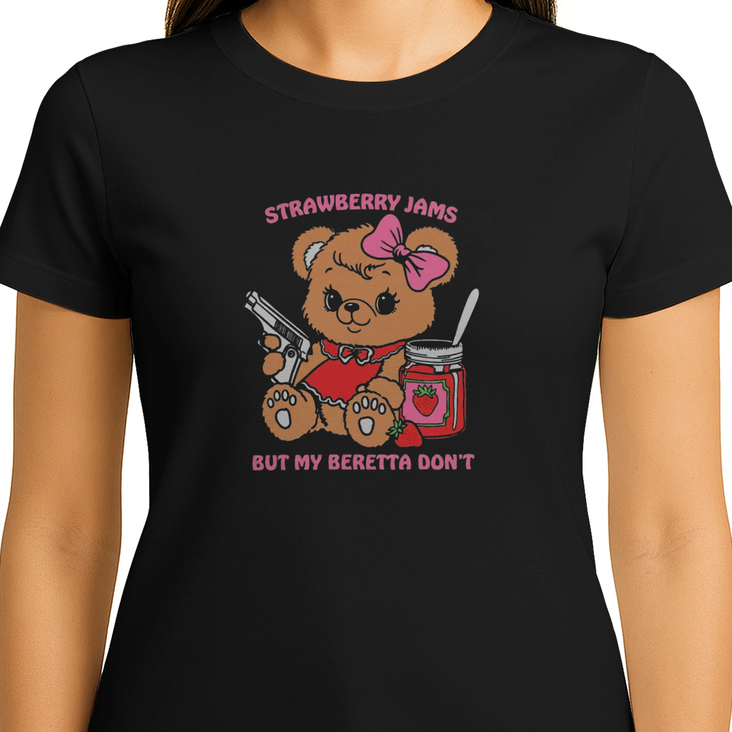 Strawberry Jams But My Beretta Dont T-shirt  Funny Country Music Humor Design
