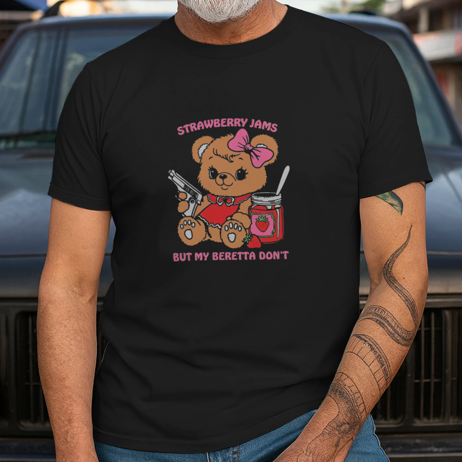 Strawberry Jams But My Beretta Dont T-shirt  Funny Country Music Humor Design