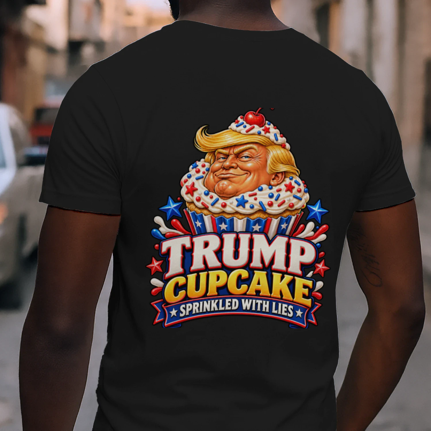 TRUMP CUPCAKE SPRINKLED WITH LIES