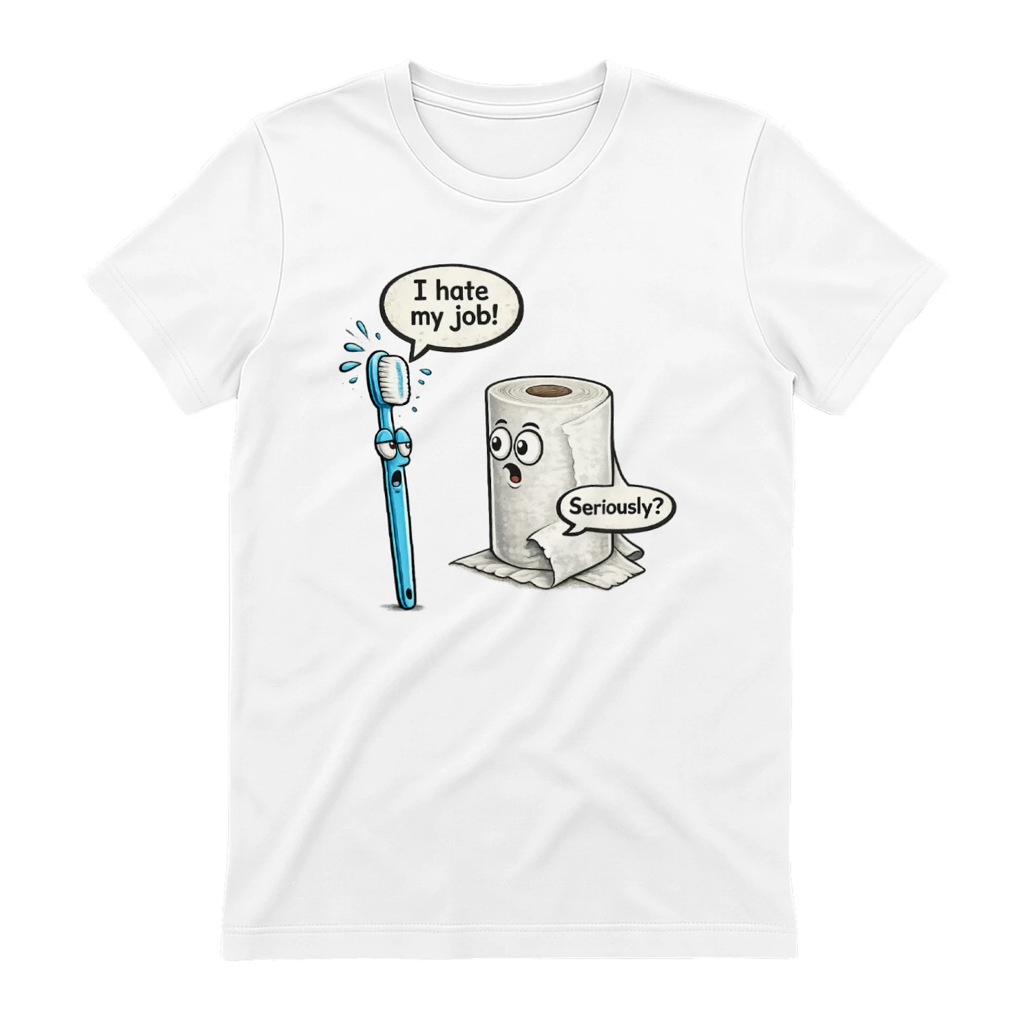 Funny Bathroom Humor Shirt - Toothbrush and Toilet Paper Joke
