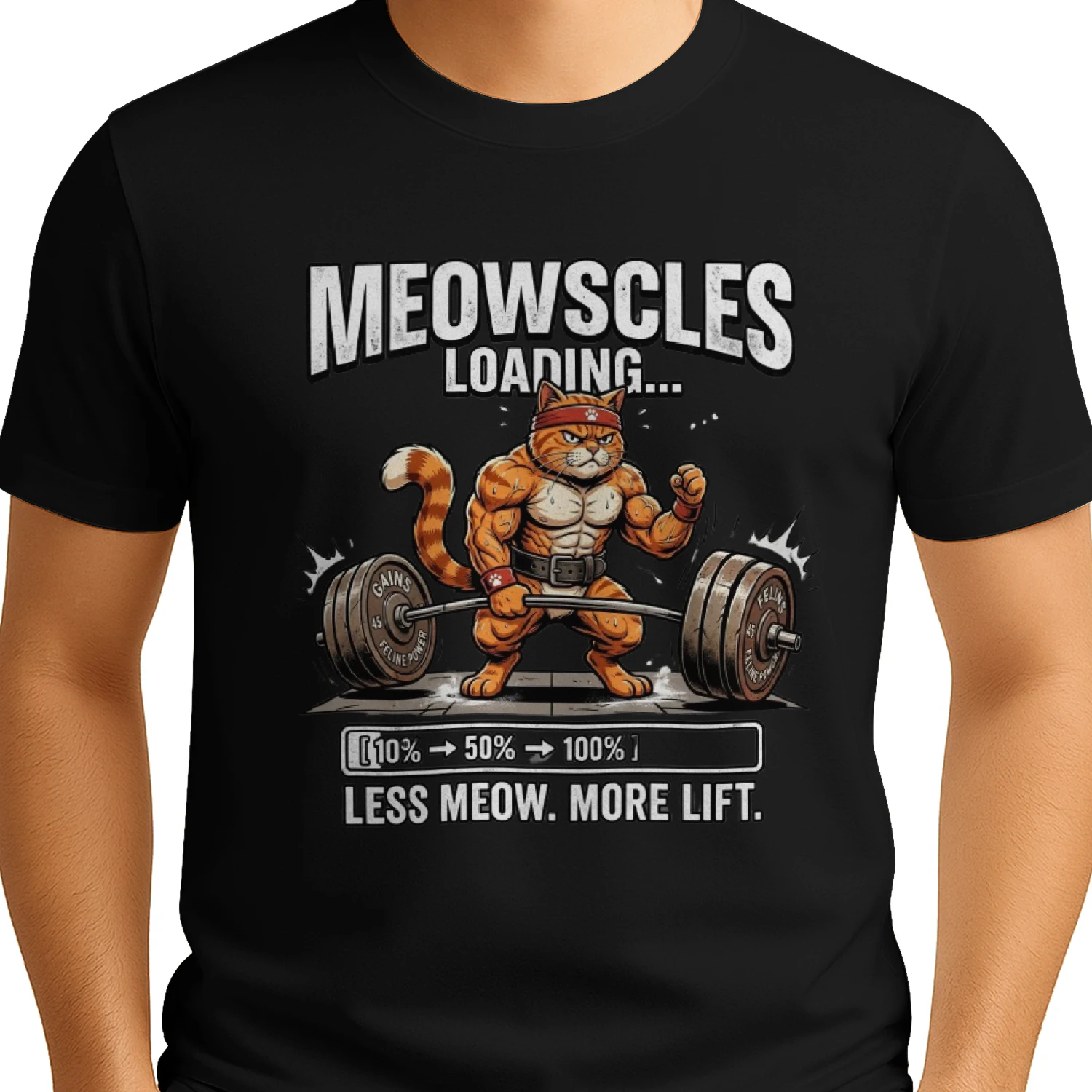 Meowscles Loading™ | Cat Fitness Artwork T-shirt