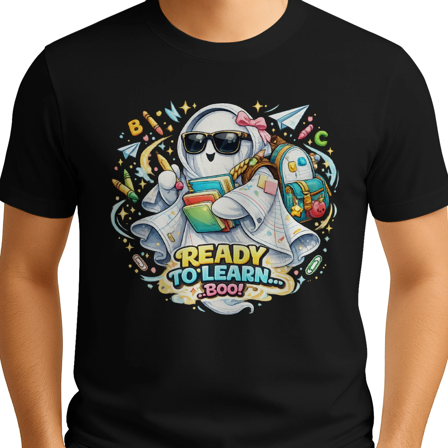 Back To School Ghost Shirt – Cute Spooky Graphic Tee for Students | Funny Halloween School Outfit