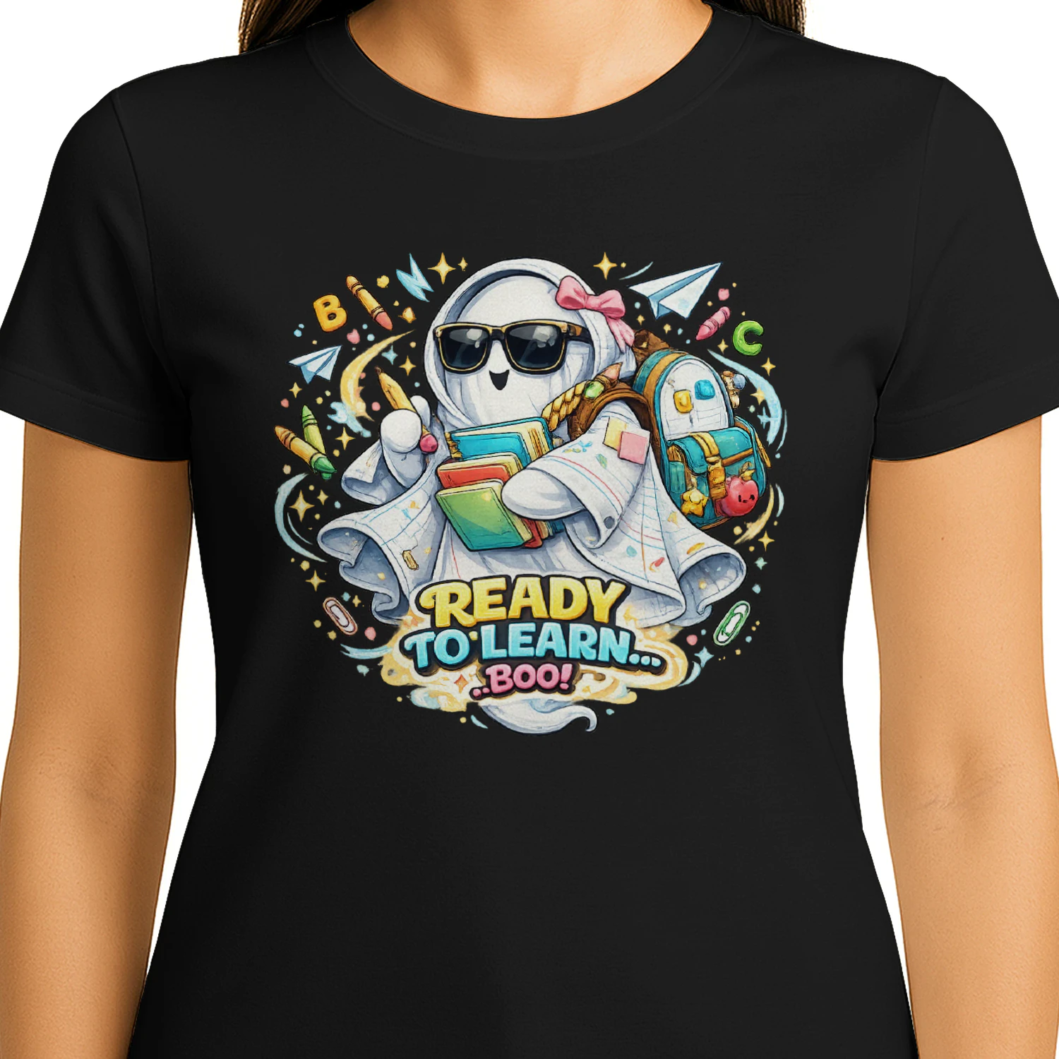 Back To School Ghost Shirt – Cute Spooky Graphic Tee for Students | Funny Halloween School Outfit