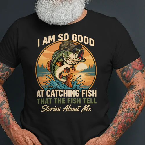 Funny Fishing Bass Catching Fish Tell Stories About Me Sunset