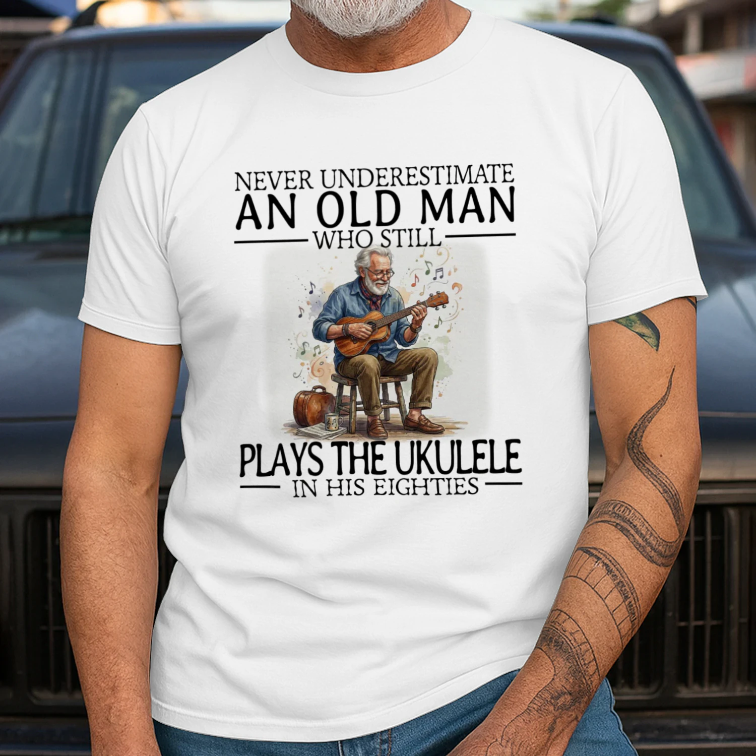 80 years who plays ukelele