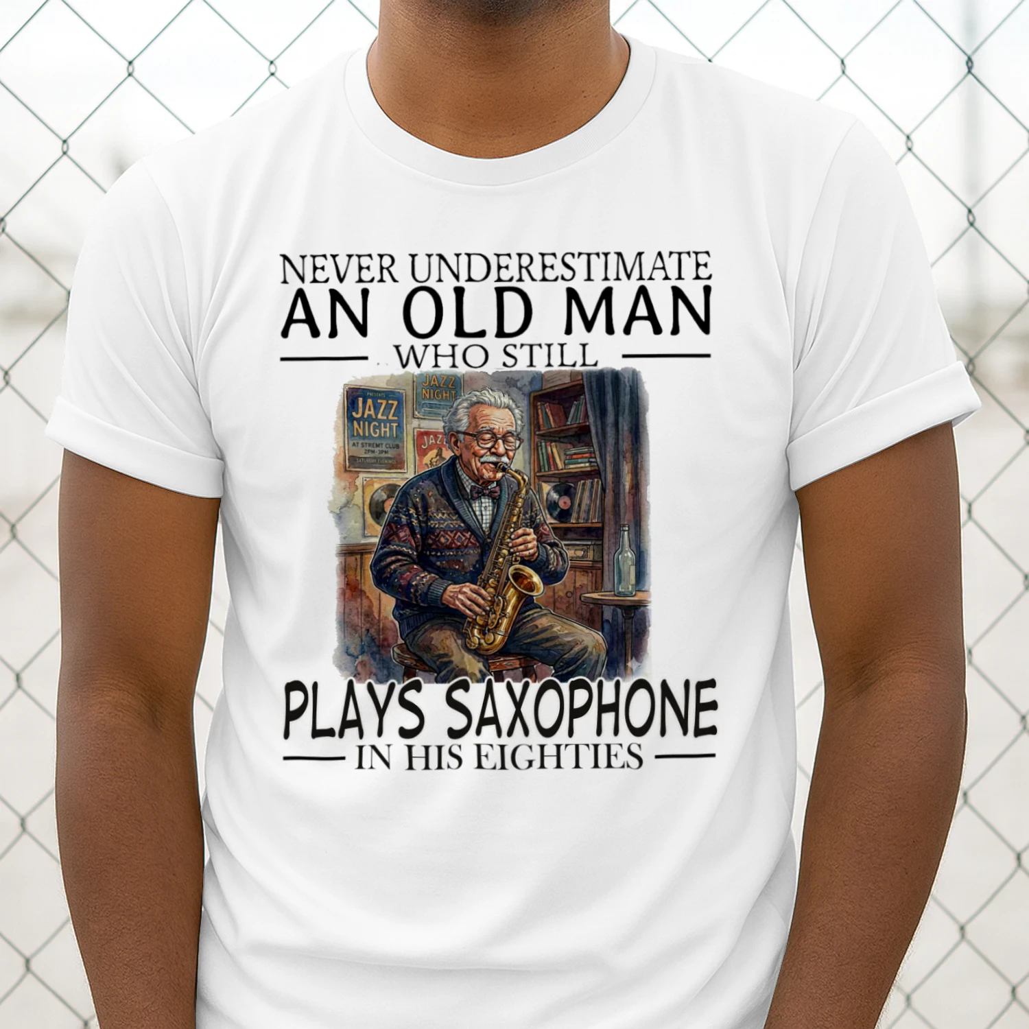 PLAYS SAXOPHONE