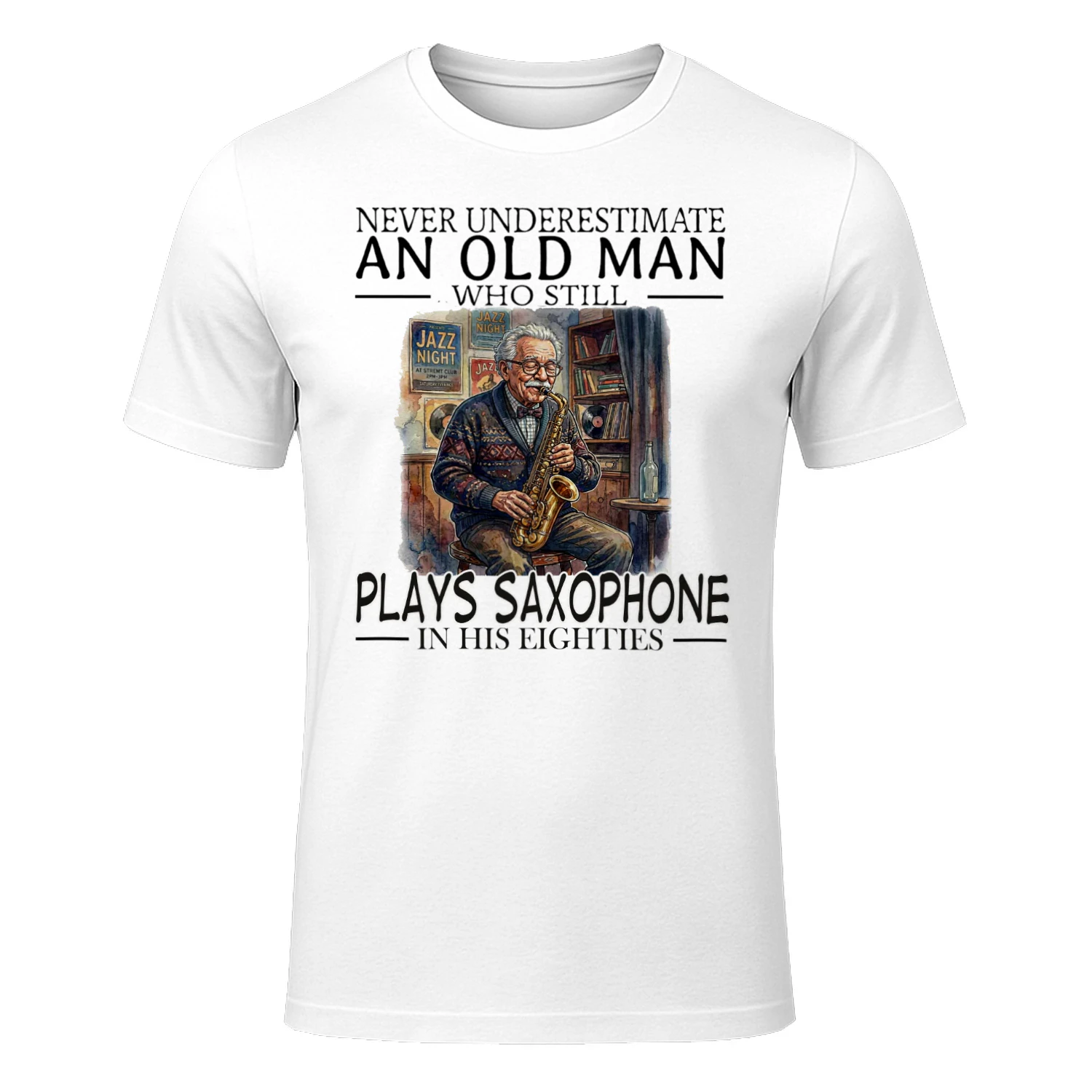 PLAYS SAXOPHONE
