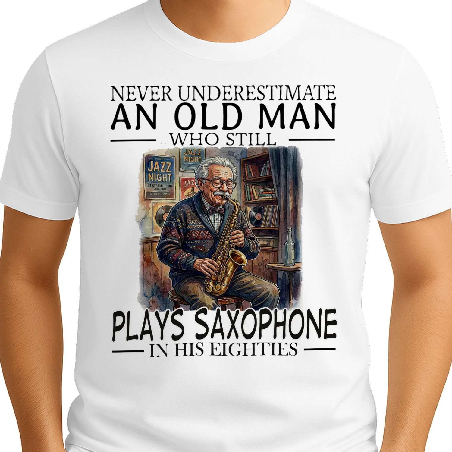 PLAYS SAXOPHONE