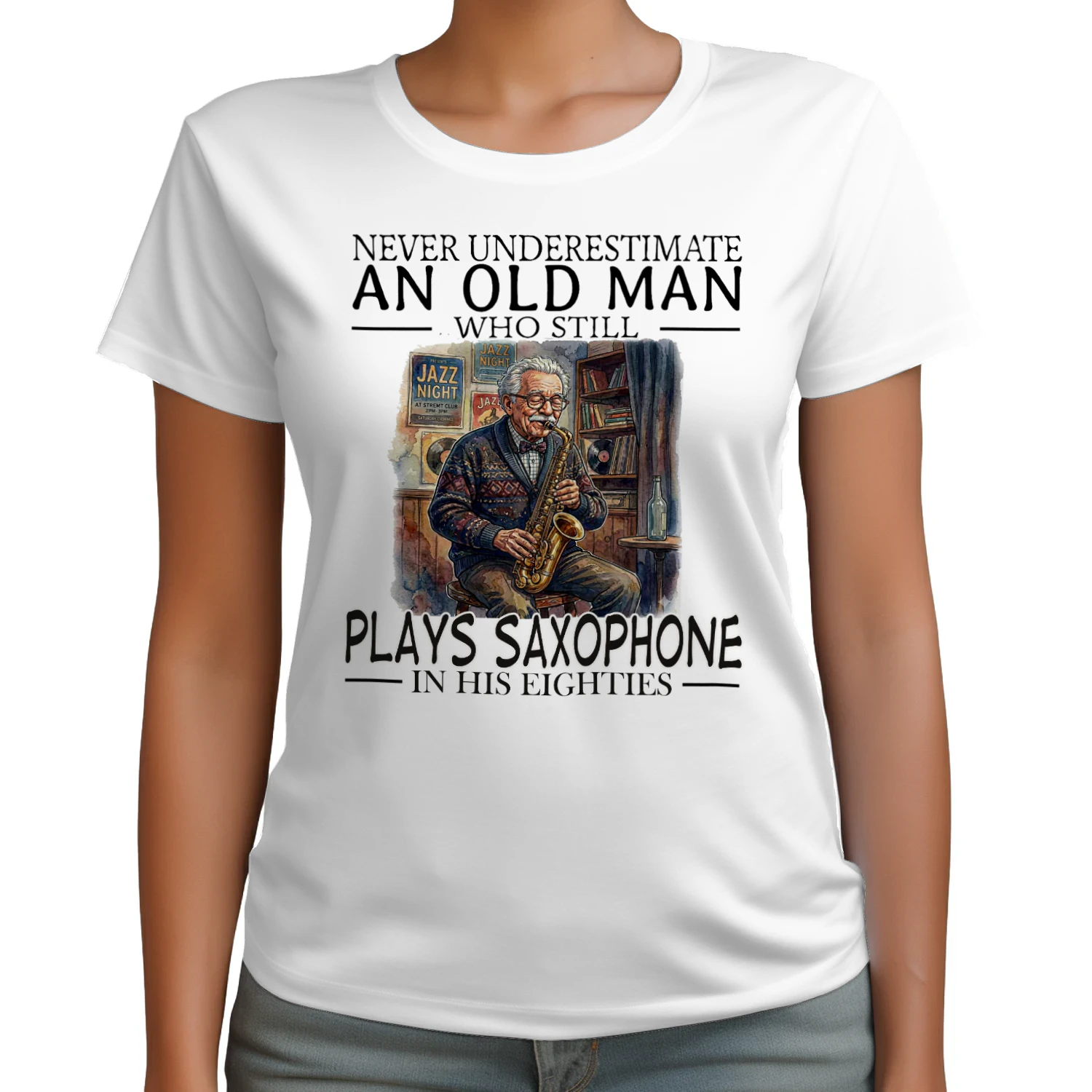 PLAYS SAXOPHONE