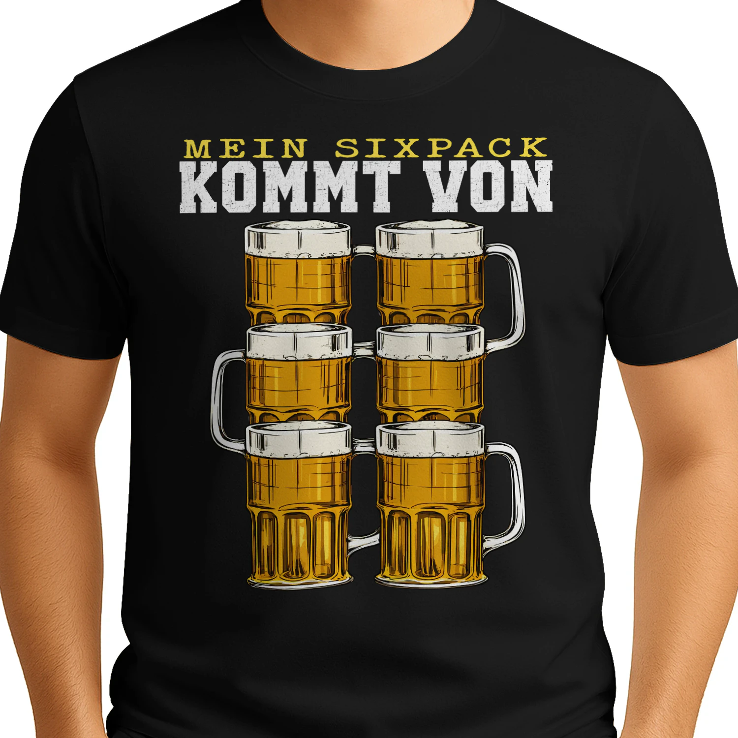Mein Sixpack kommt von Bier – Lustiges Herren T-Shirt | Witziges Geschenk für Bierfans