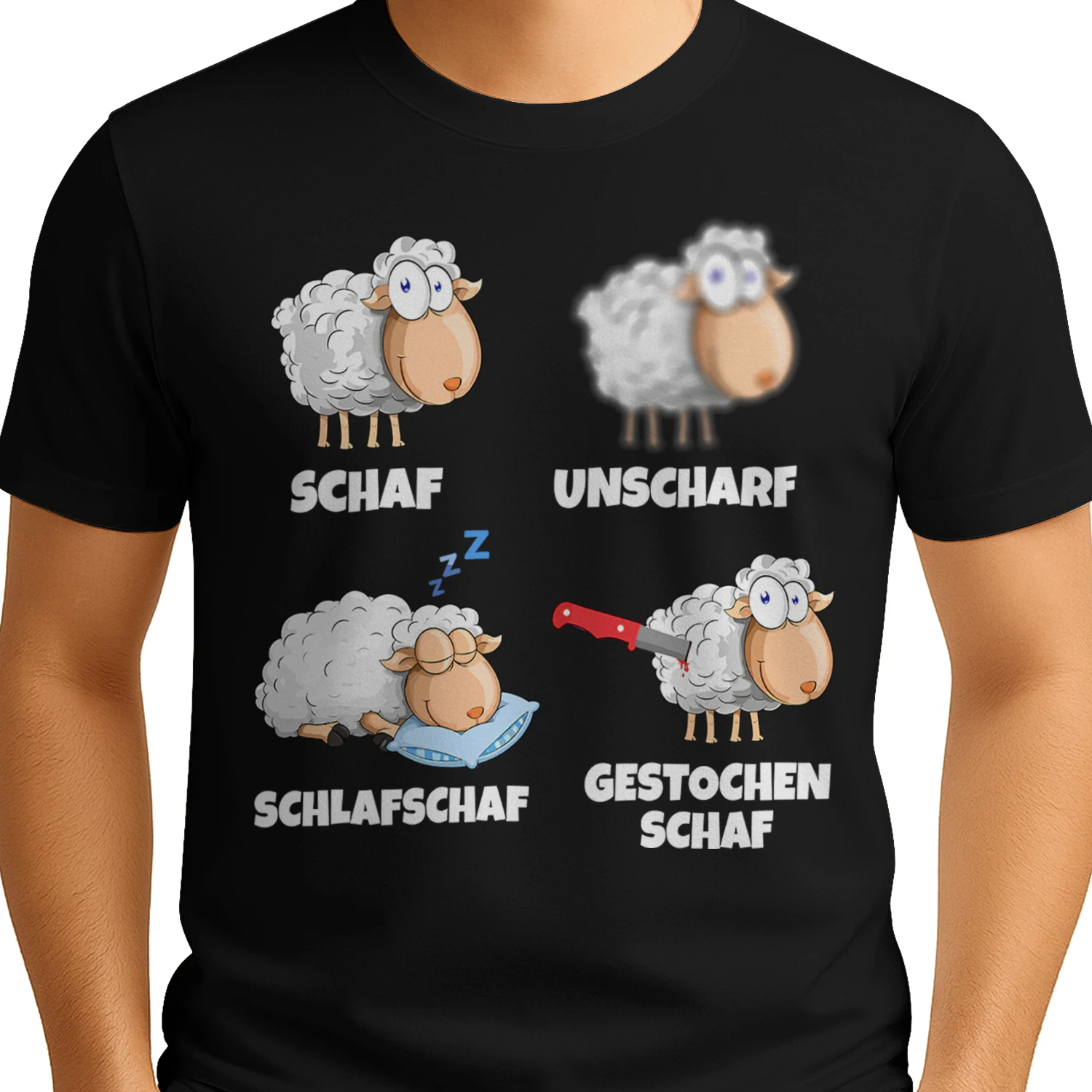 Schaf Unscharf Schlafschaf Gestochen Schaf Lustiges Wortspiel T-Shirt für Schäfer & Tierfreunde