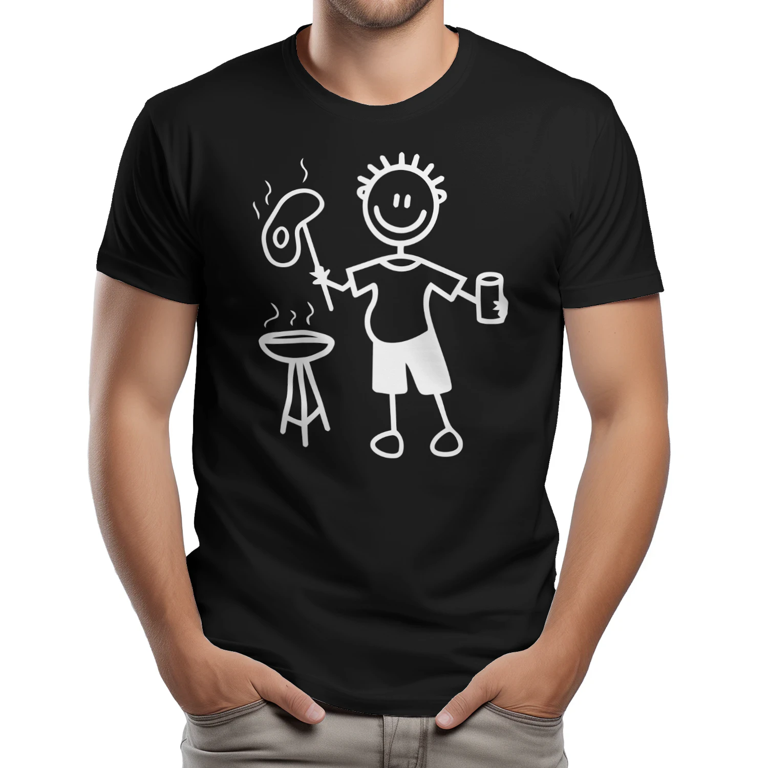 Grillmeister Mit Bier Lustiges BBQ Grillen T-Shirt Für Männer