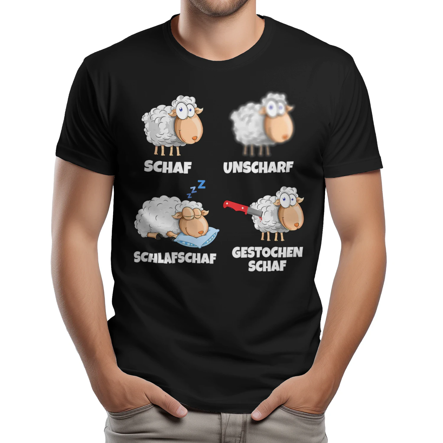 Schaf Unscharf Schlafschaf Gestochen Schaf Lustiges Wortspiel T-Shirt für Schäfer & Tierfreunde