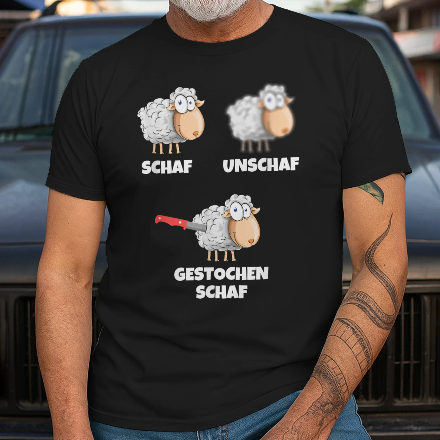 Schaf Herren, Halbarm, Unschaf Gestochen Schaf Lustiger Spruch Fotografen T-Shirt