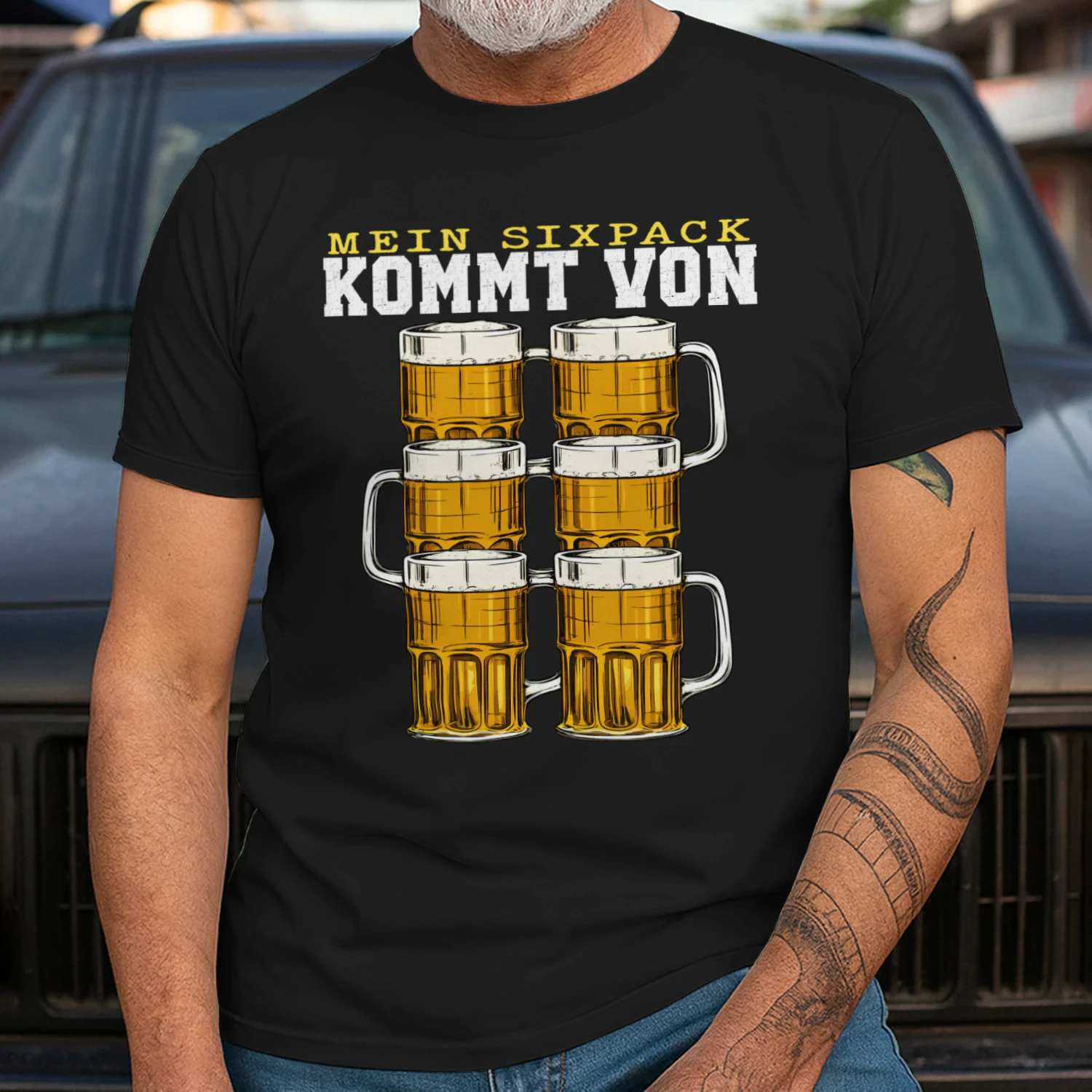 Mein Sixpack kommt von Bier – Lustiges Herren T-Shirt | Witziges Geschenk für Bierfans