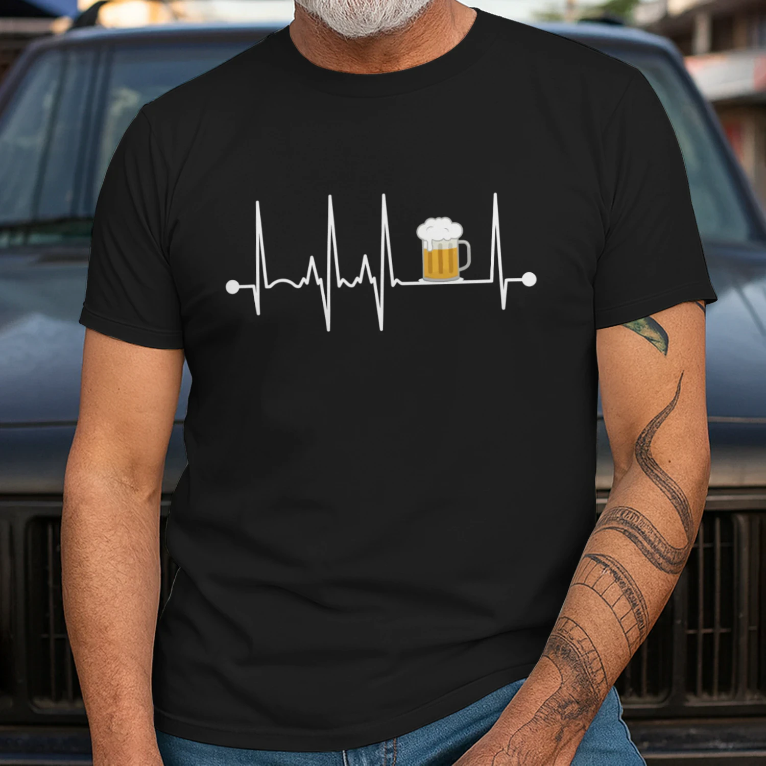 Bier Herzschlag Lustiges Biertrinker T-Shirt Für Männer und Frauen