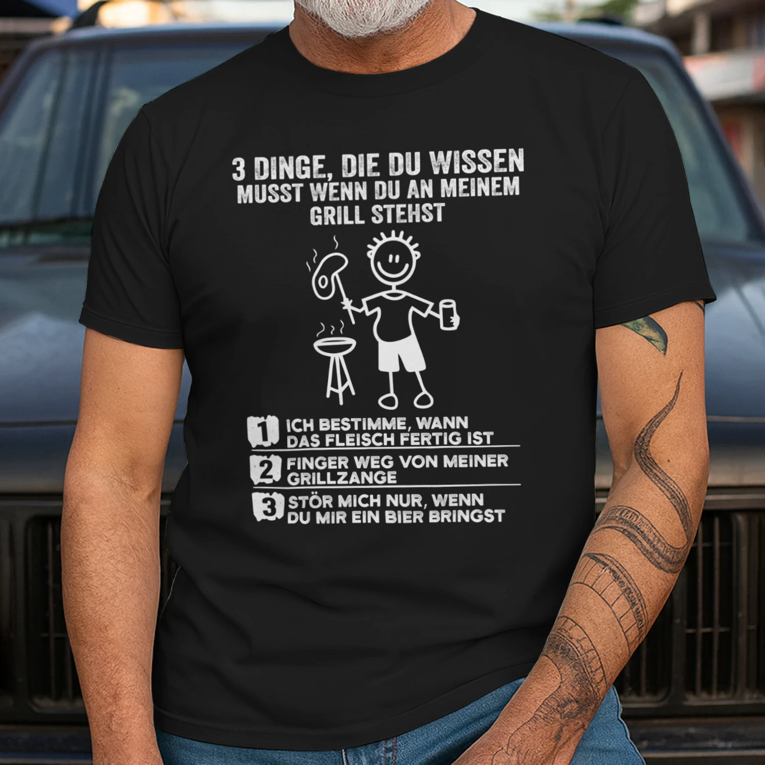 3 Dinge Die Du Wissen Musst Wenn Du An Meinem Grill Stehst Lustiges Grillmeister BBQ T-Shirt