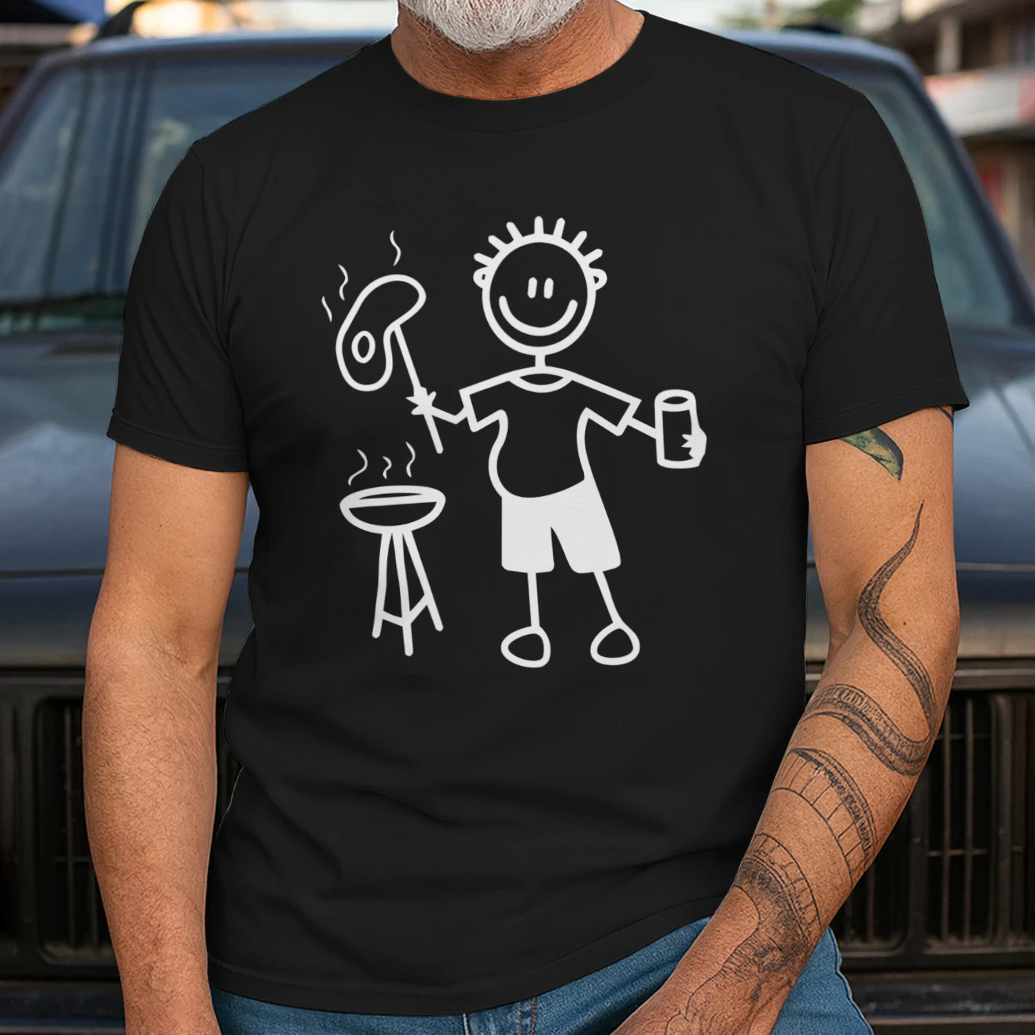 Grillmeister Mit Bier Lustiges BBQ Grillen T-Shirt Für Männer