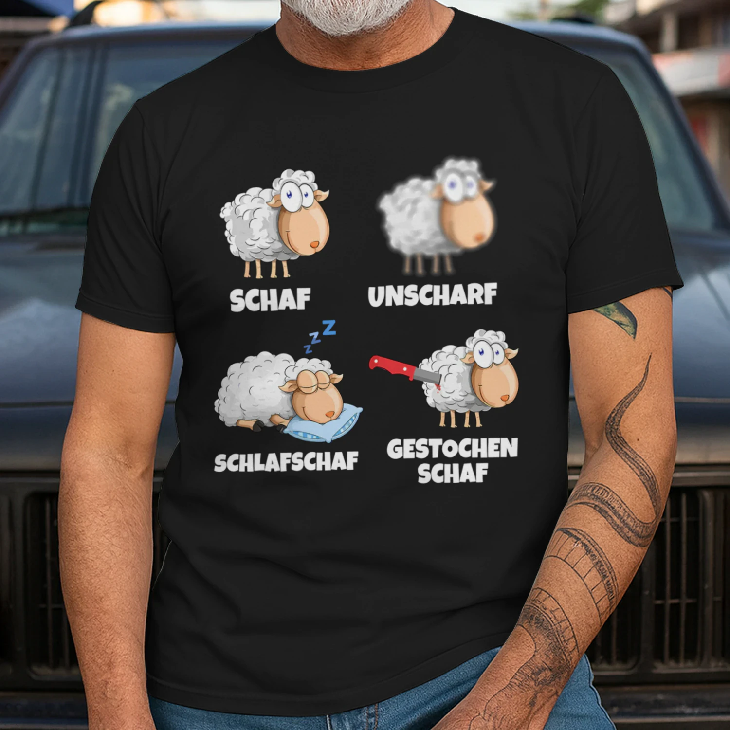 Schaf Unscharf Schlafschaf Gestochen Schaf Lustiges Wortspiel T-Shirt für Schäfer & Tierfreunde