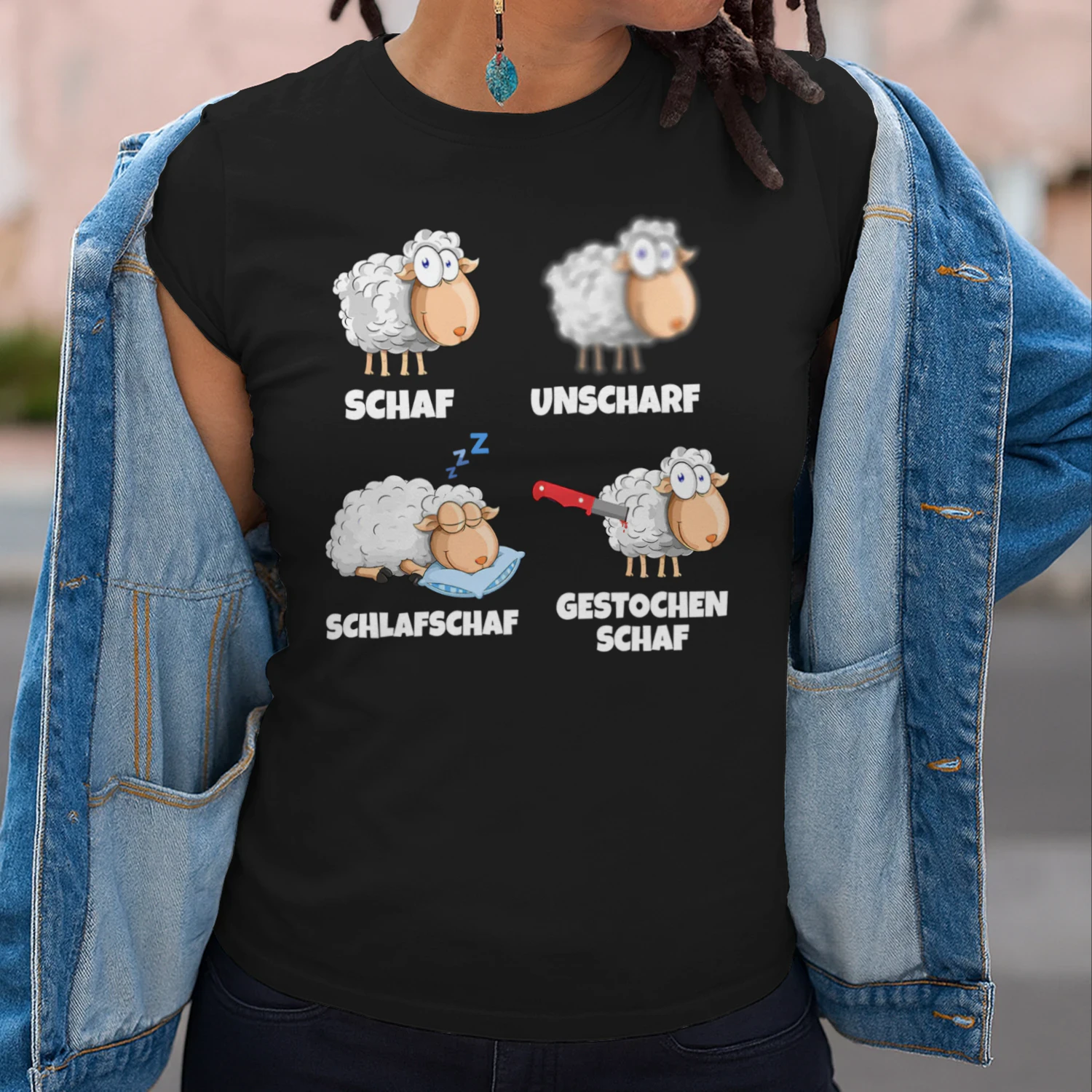 Schaf Unscharf Schlafschaf Gestochen Schaf Lustiges Wortspiel T-Shirt für Schäfer & Tierfreunde