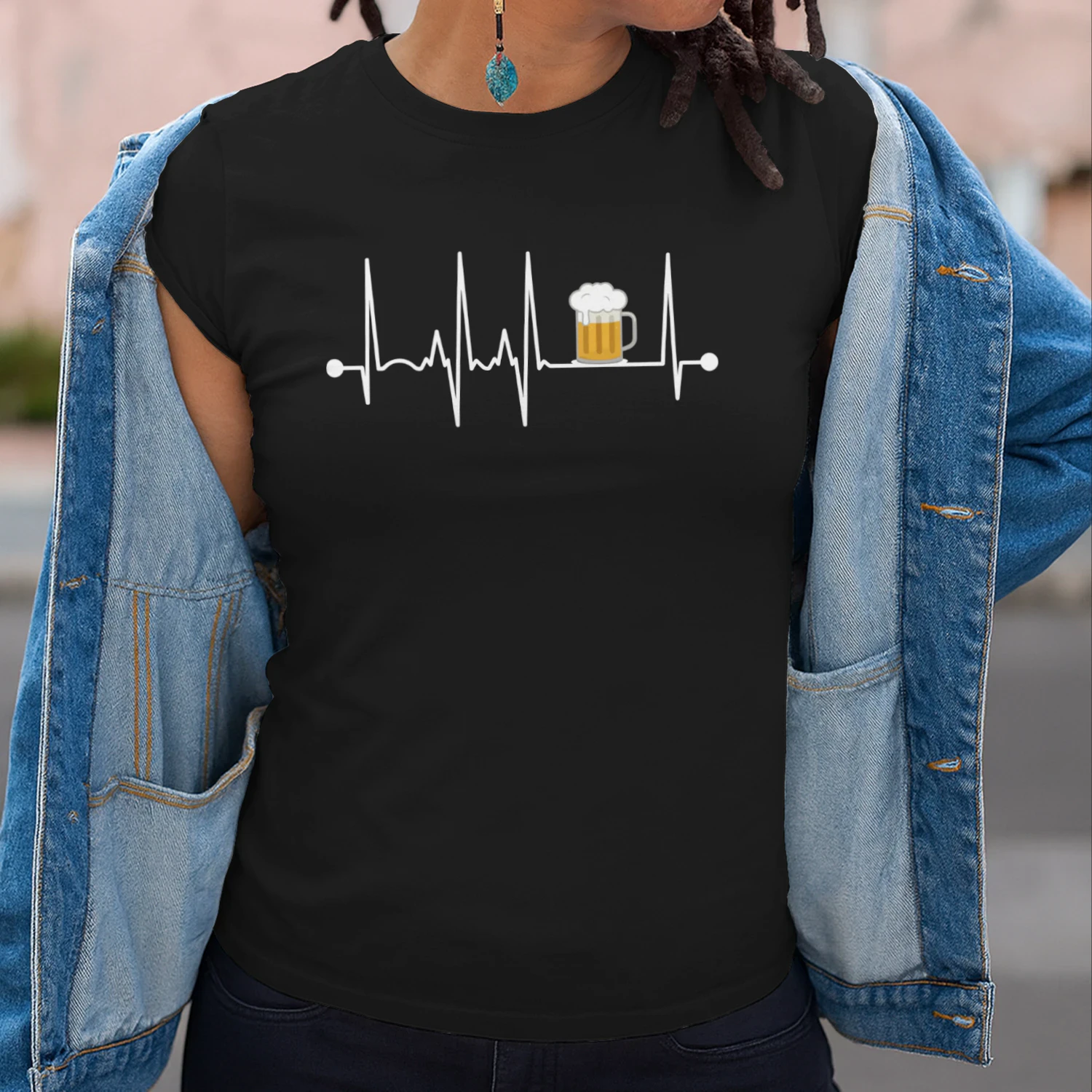 Bier Herzschlag Lustiges Biertrinker T-Shirt Für Männer und Frauen