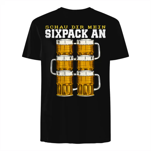 Schau dir mein Sixpack an – Lustiges Bier T-Shirt für Männer | Fun Shirt mit Bierkrügen