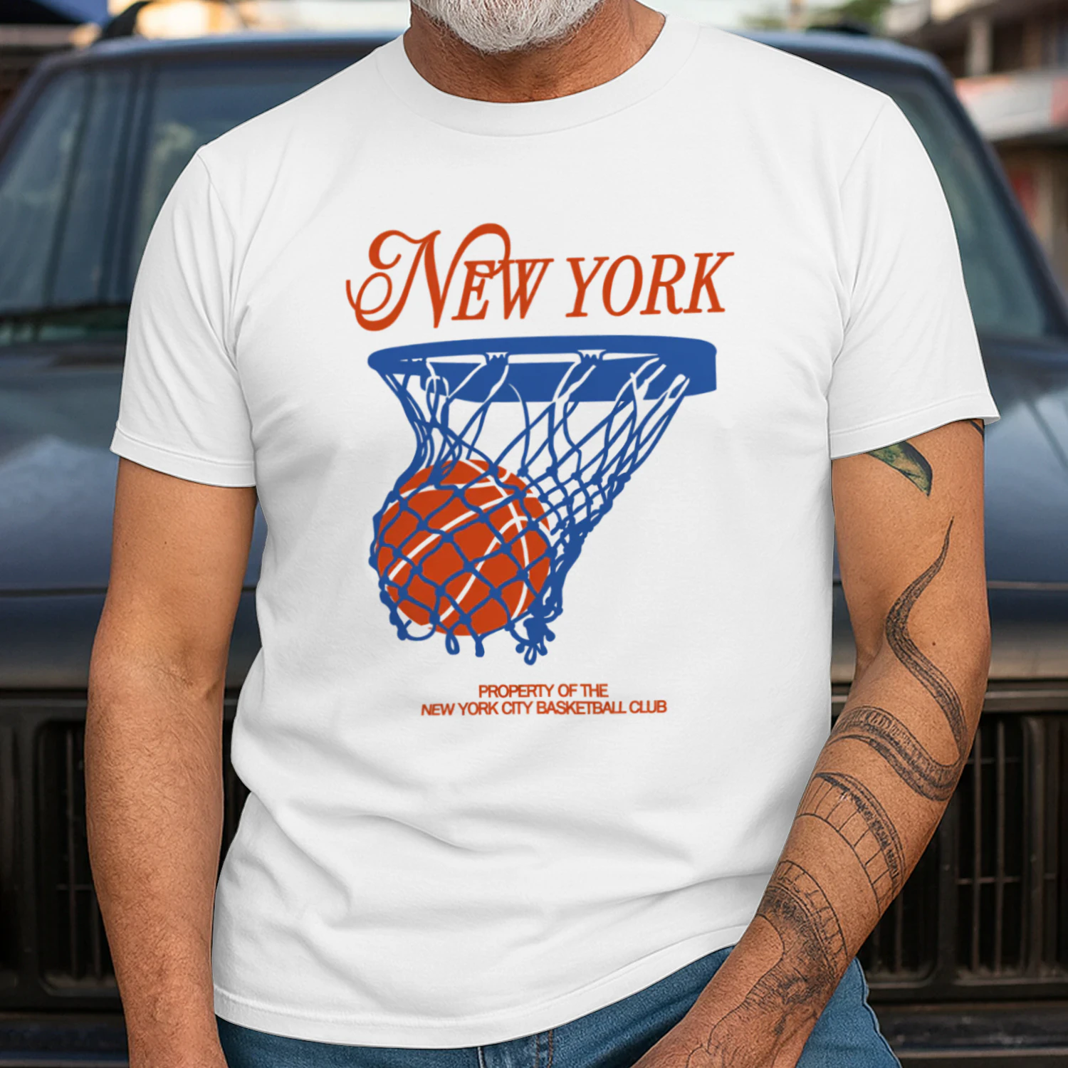 New York Basketball T-Shirt, Retro NY BBall Streetwear