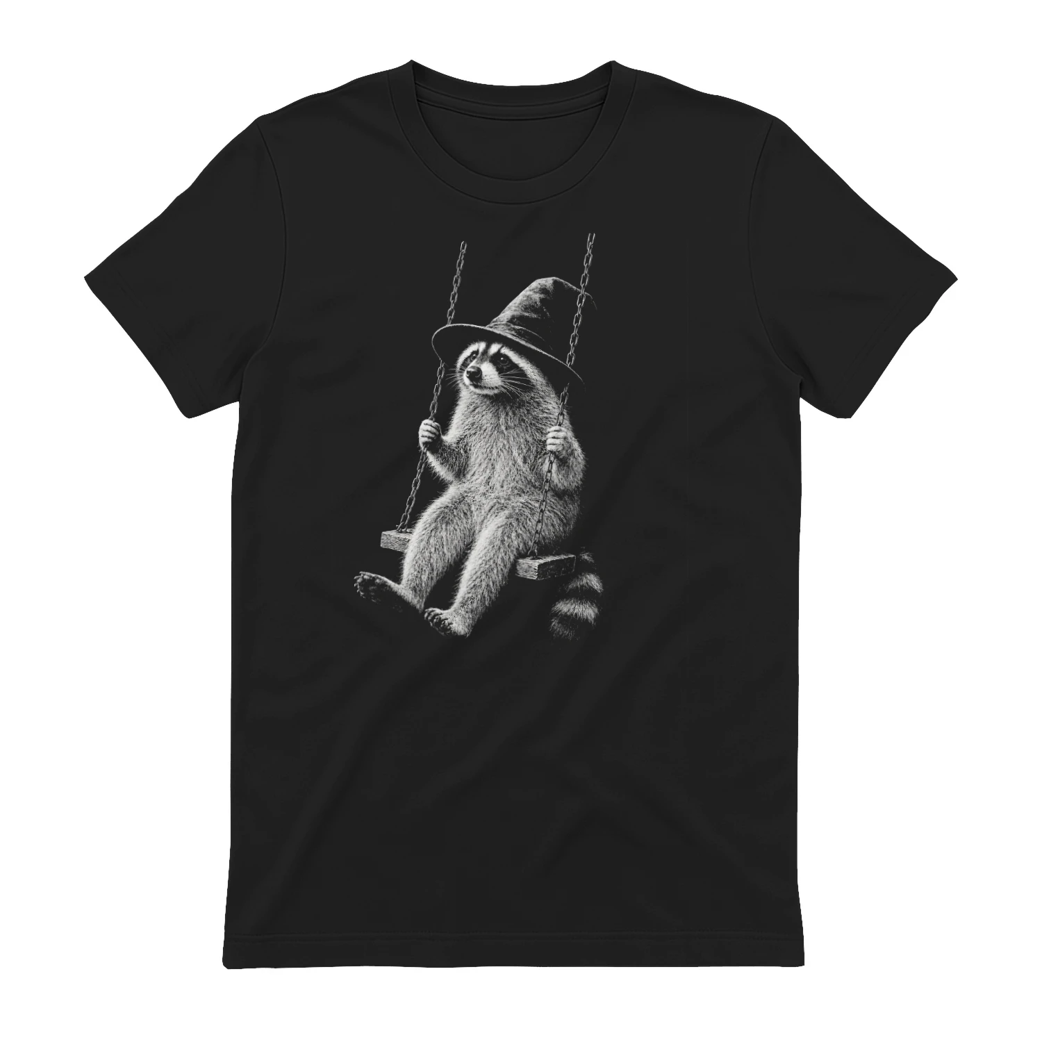 Cute Gothic Raccoon Swing Halloween Classic Unisex T-shirt 