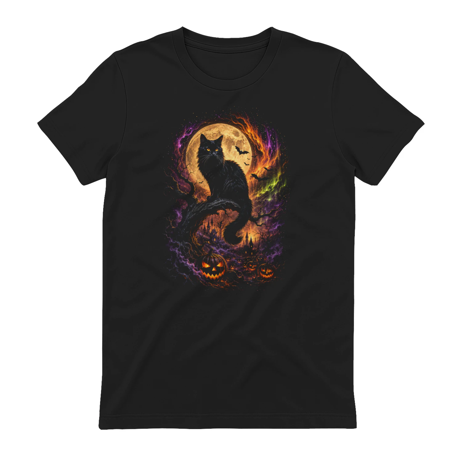 Black Cat Full Moon Halloween Spooky Season Classic Unisex T-shirt 