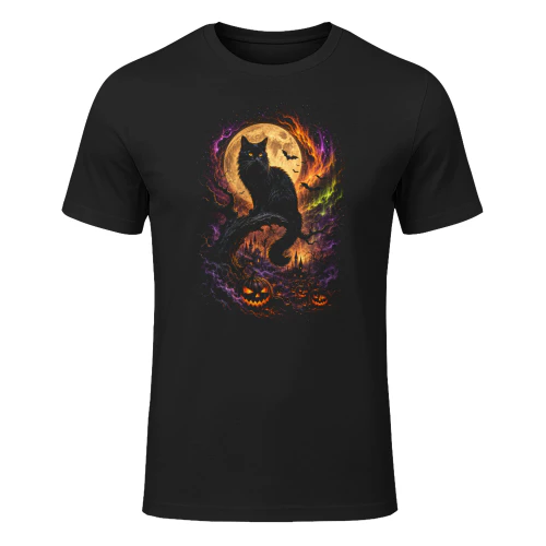 Black Cat Full Moon Halloween Shirt