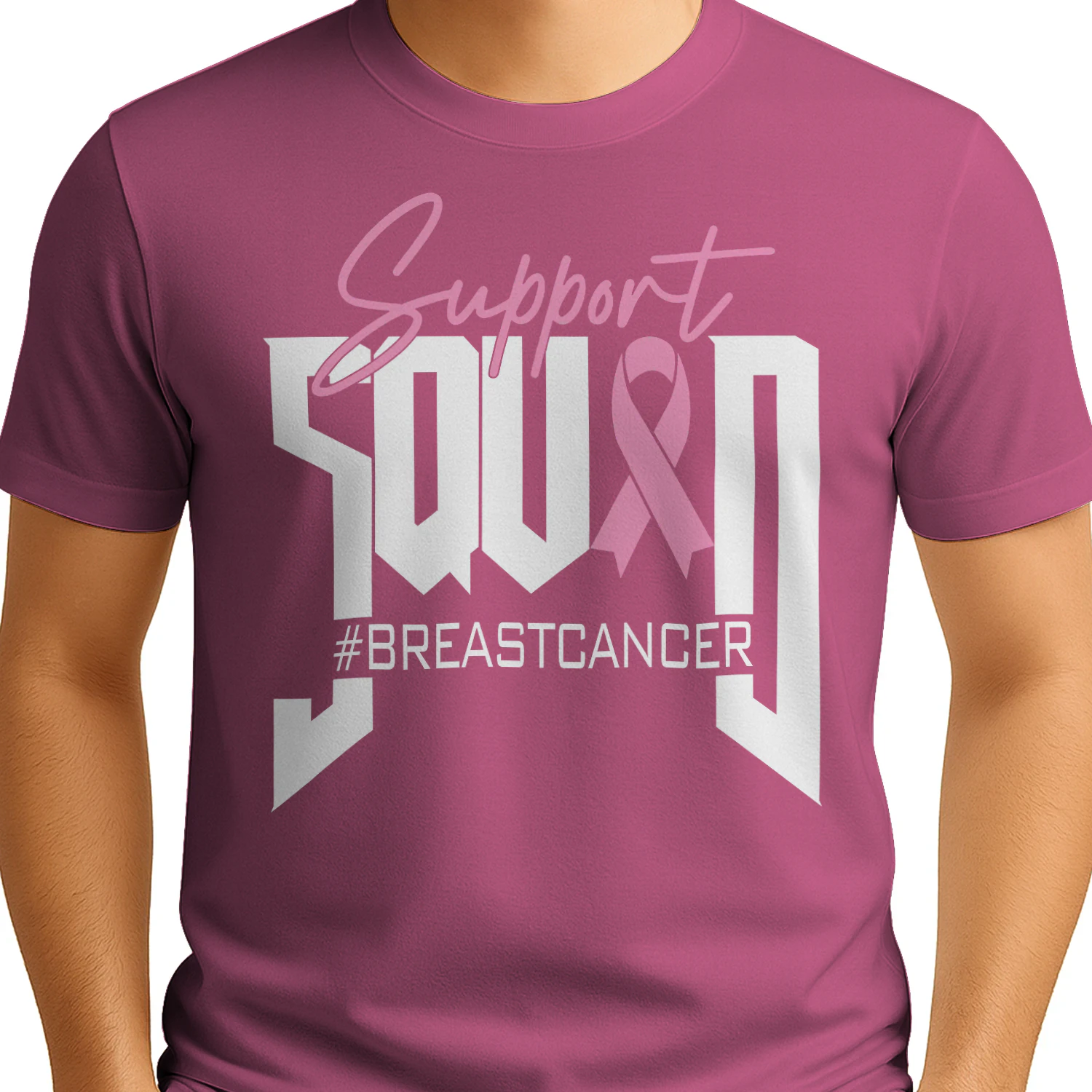 Support Squad Pink Ribbon Breast Cancer Classic Unisex T-shirt 