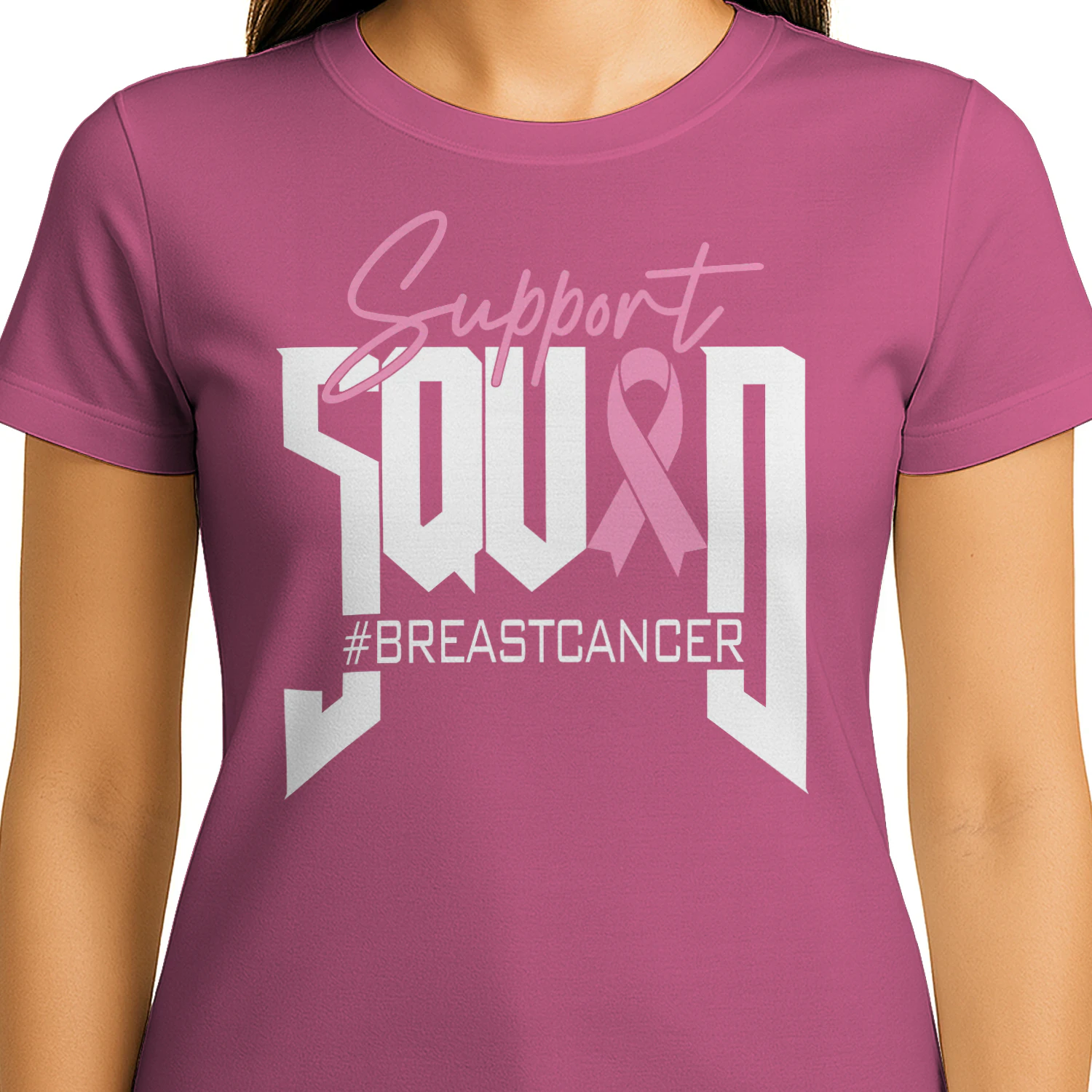 Support Squad Pink Ribbon Breast Cancer Classic Unisex T-shirt 