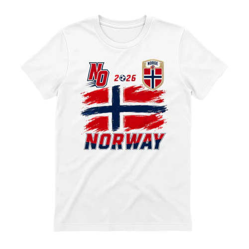 Norge 2026 Fotball T-skjorte, Norsk Flagg Shirt, Norway Football Tee
