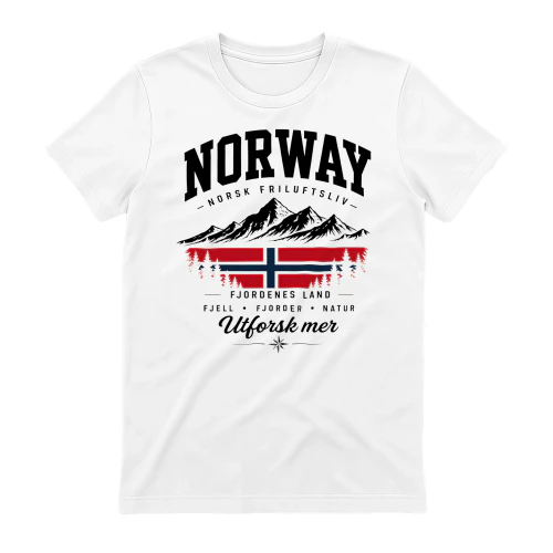 Norge T-skjorte med Fjellmotiv White