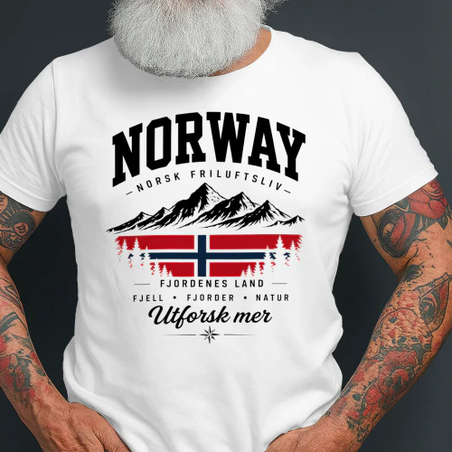 Norge T-skjorte med Fjellmotiv White