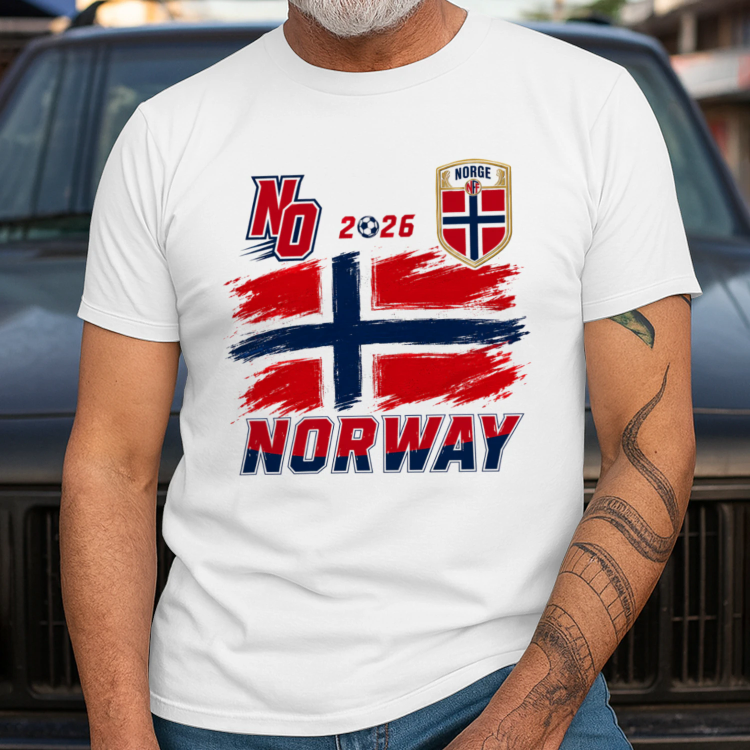 Norge 2026 Fotball T-skjorte, Norsk Flagg Shirt, Norway Football Tee