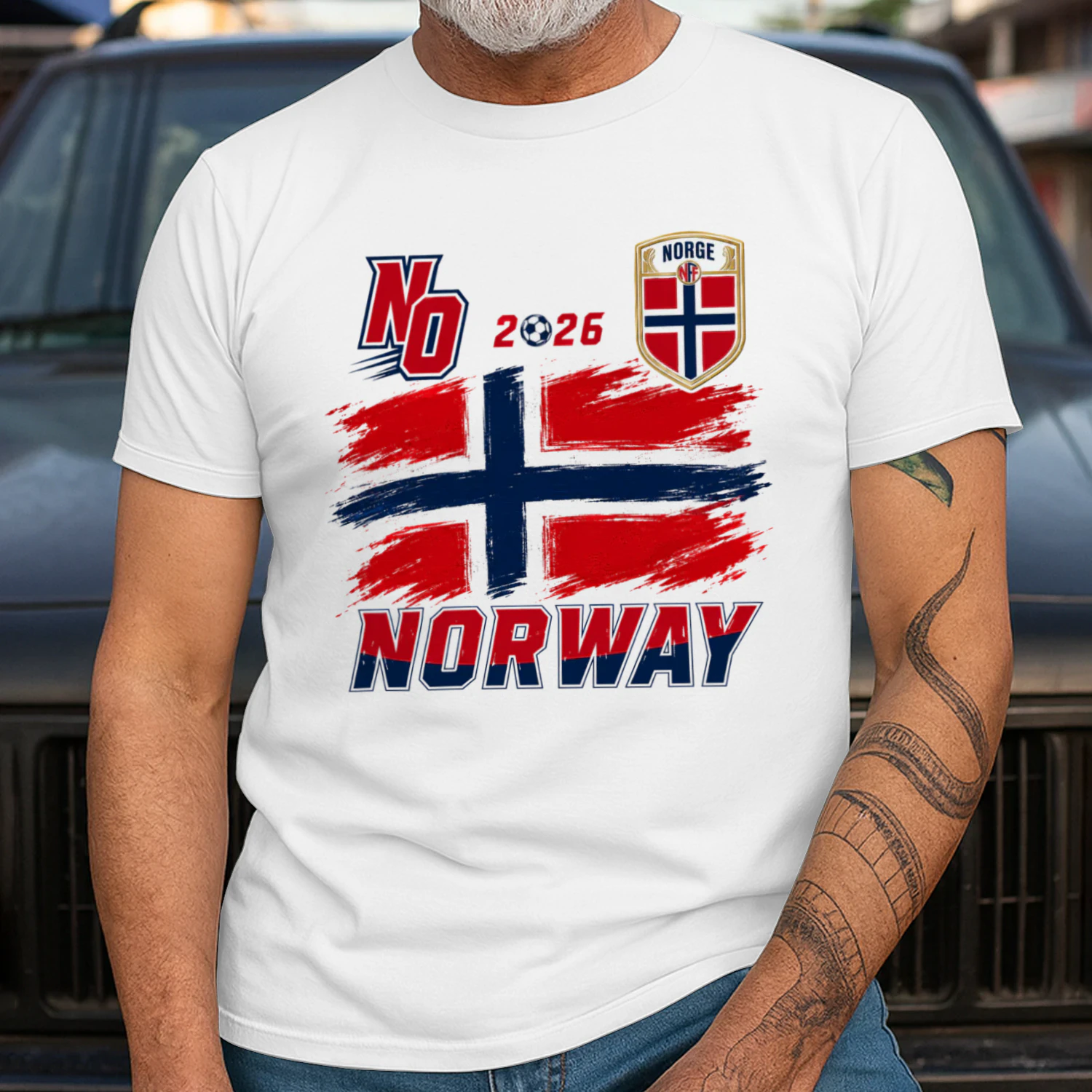 Norge 2026 Fotball T-skjorte, Norsk Flagg Shirt, Norway Football Tee