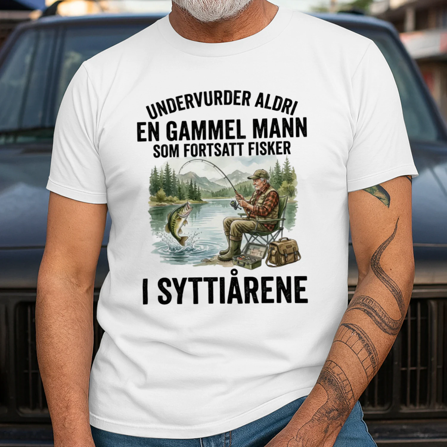 Morsom Fiskeskjorte For Bestefar, Gave Til Fisker