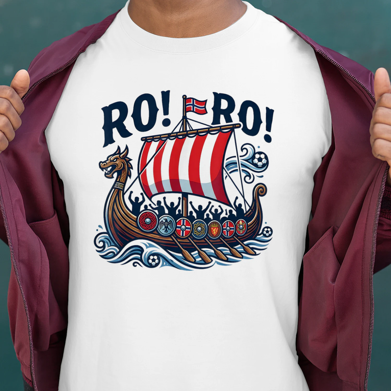 Norge Viking T-skjorte, RO RO Fotball Supporter Shirt
