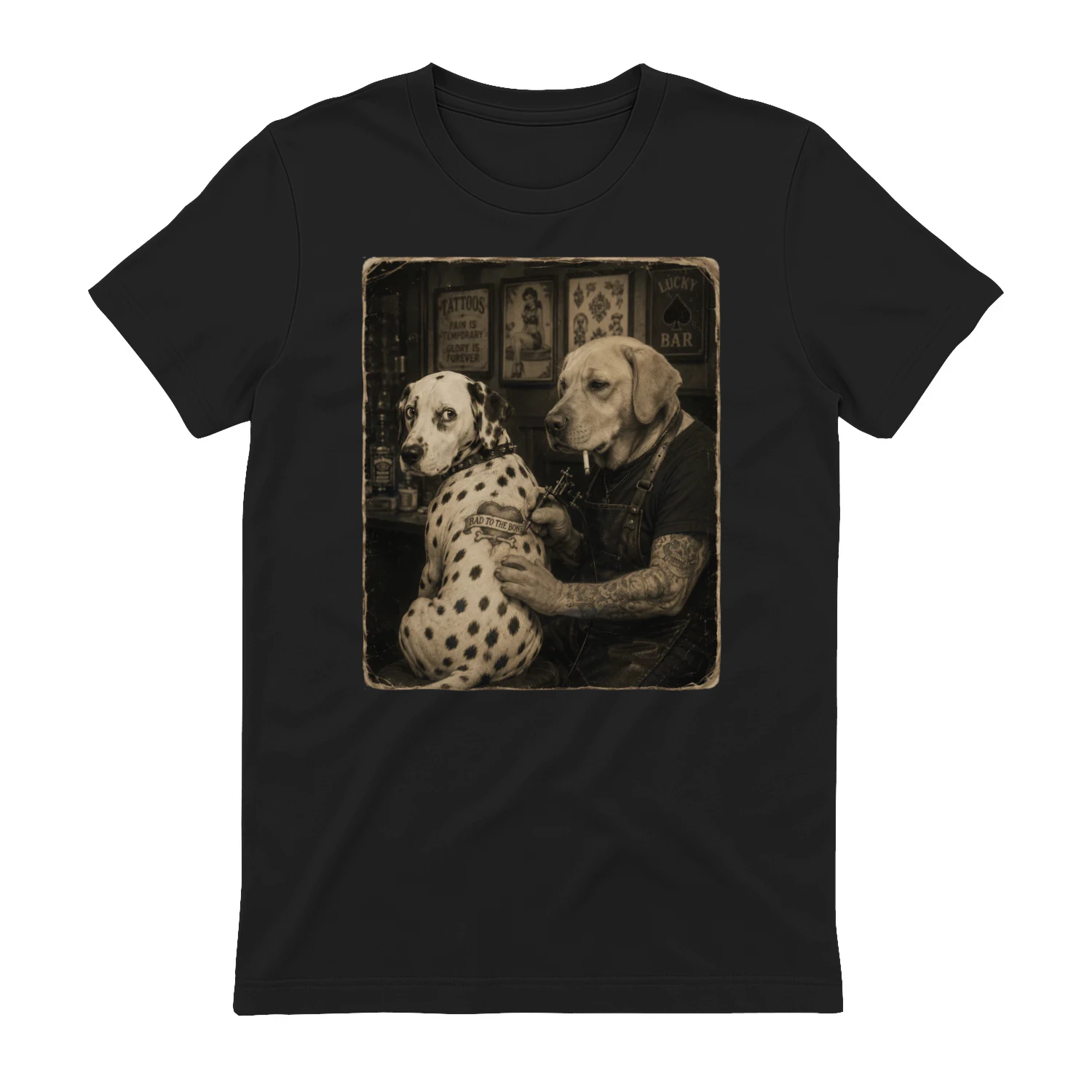 Retro Dalmatian Tattoo Artist Shirt, Funny Smoking Dog