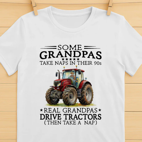 Real Grandpas Drive Tractors 90s Red