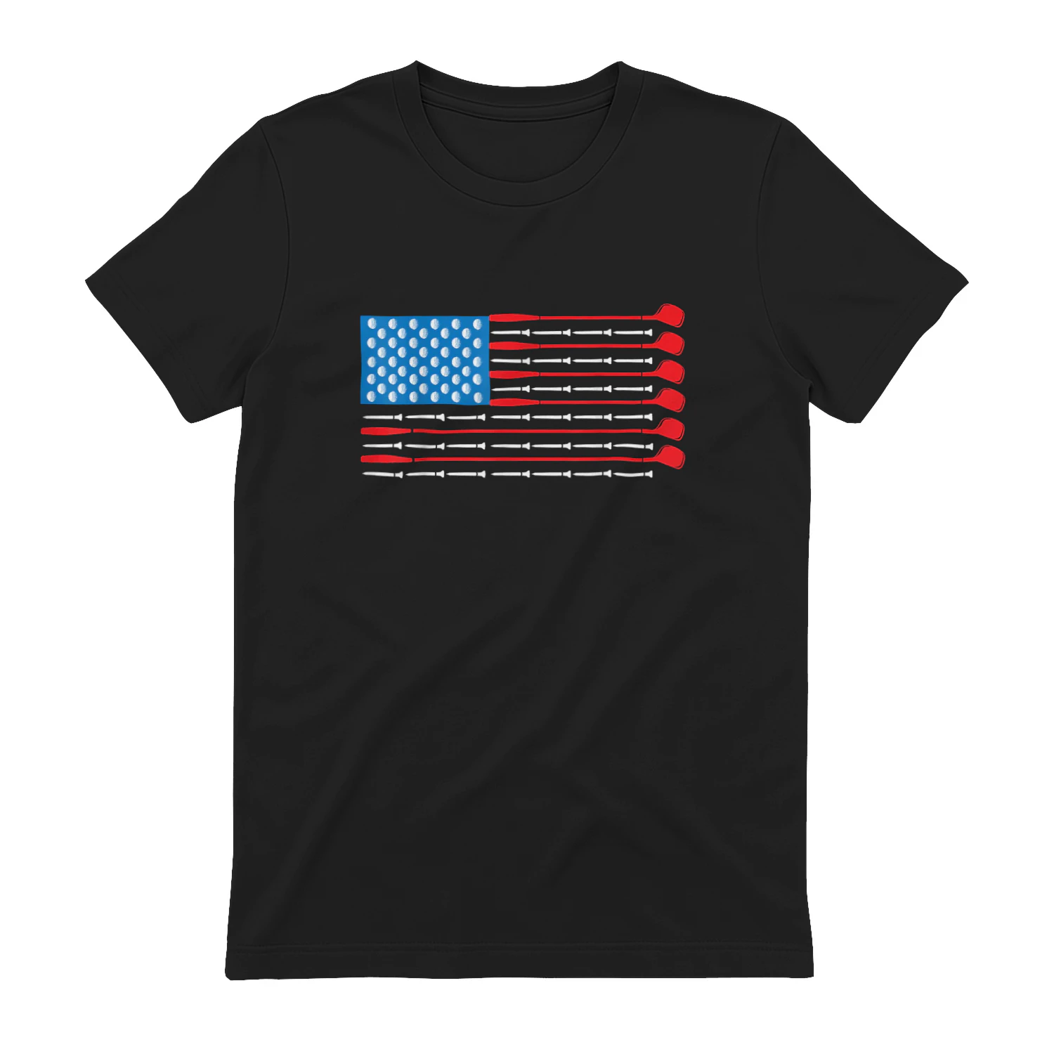 USA Flag Golf Clubs & Golf Balls Tee