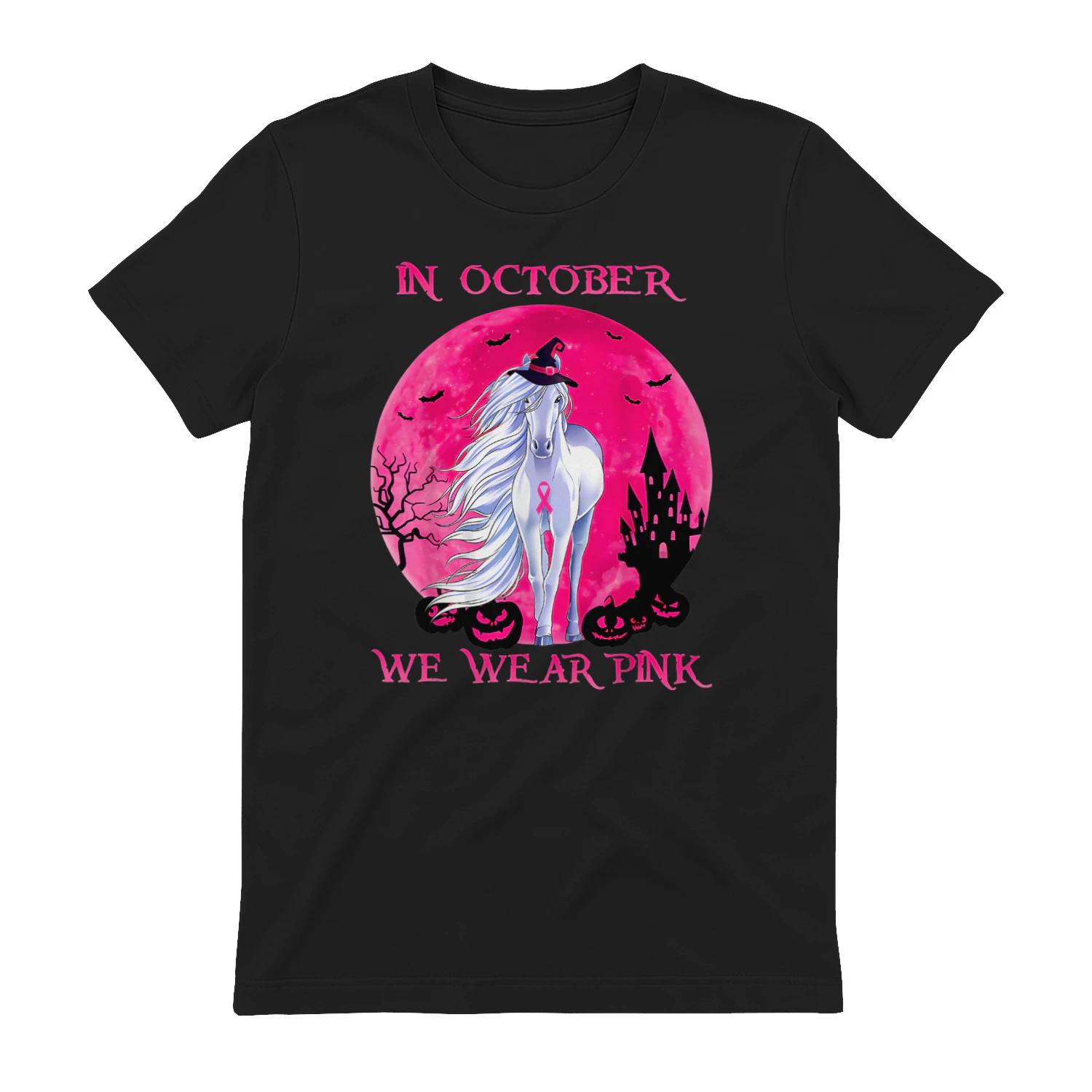 Horse In October We Wear Pink Halloween