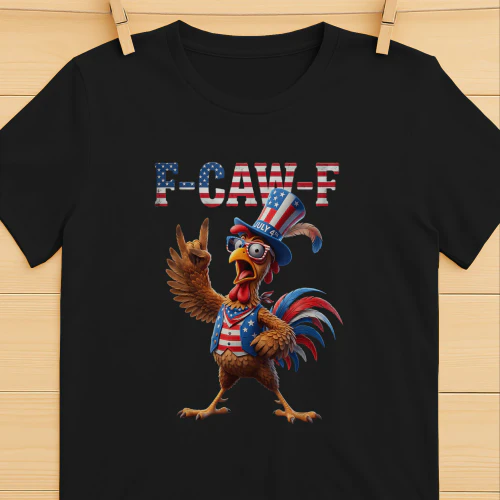 F Caw F American Flag Rooster 4th of July
