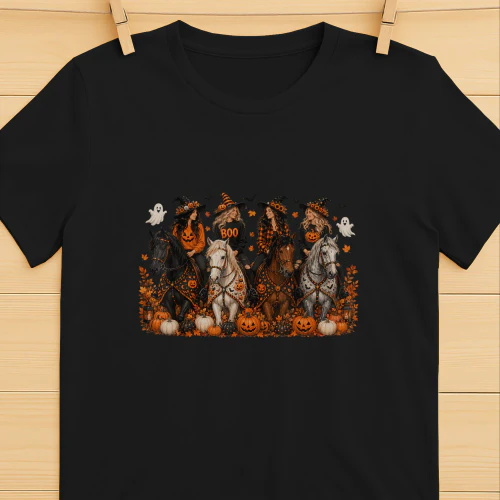 Halloween Horse Riding Witch Cowgirl