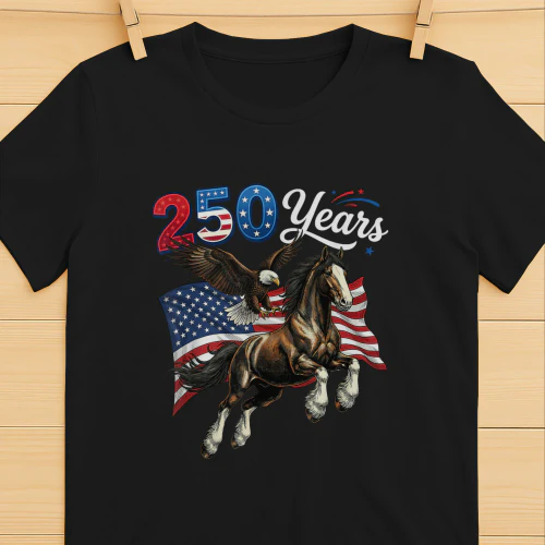 250 Anniversary USA Flag Horse & Eagle 250th