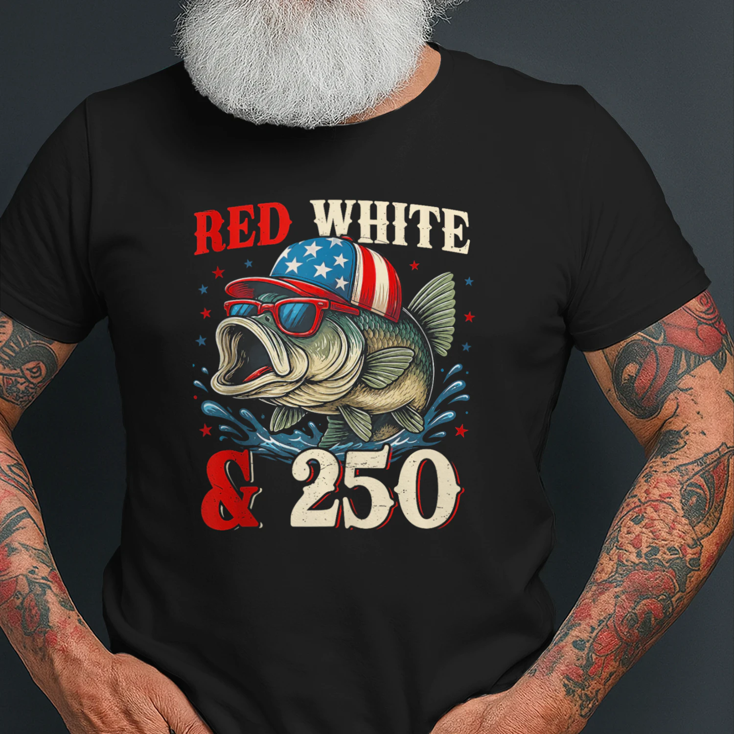 Red White and 250 Patriotic Fish Bass