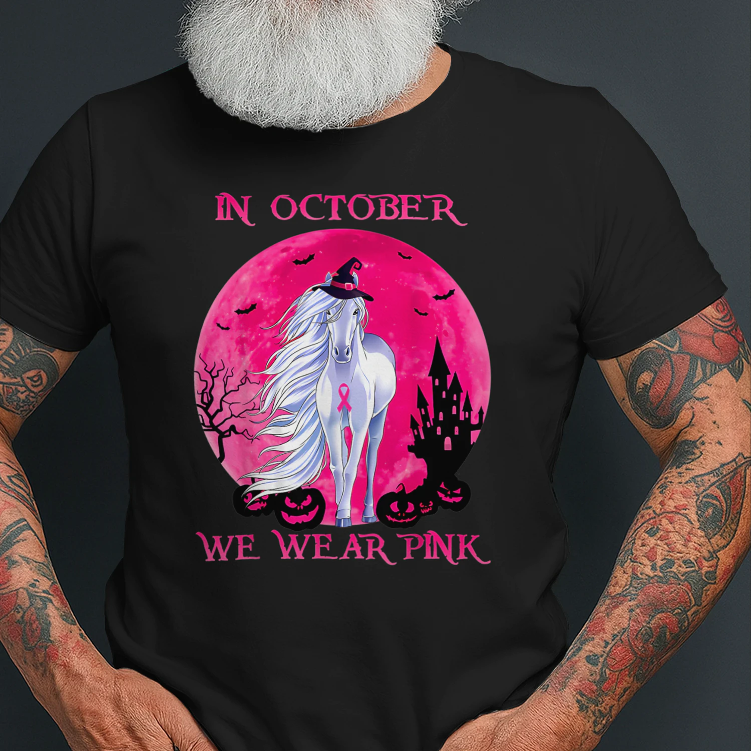 Horse In October We Wear Pink Halloween
